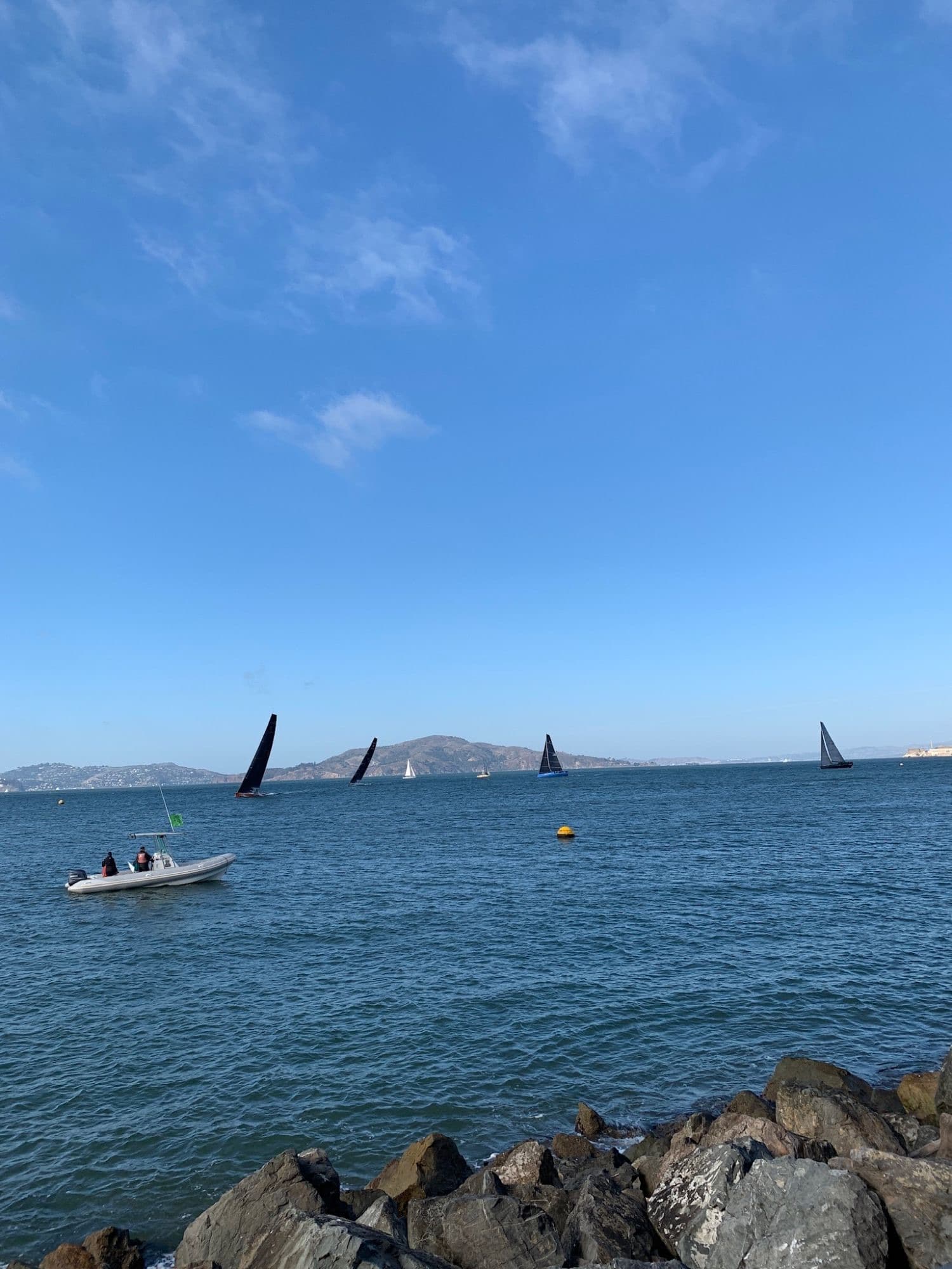 Sailboats racing on San Francisco Bay